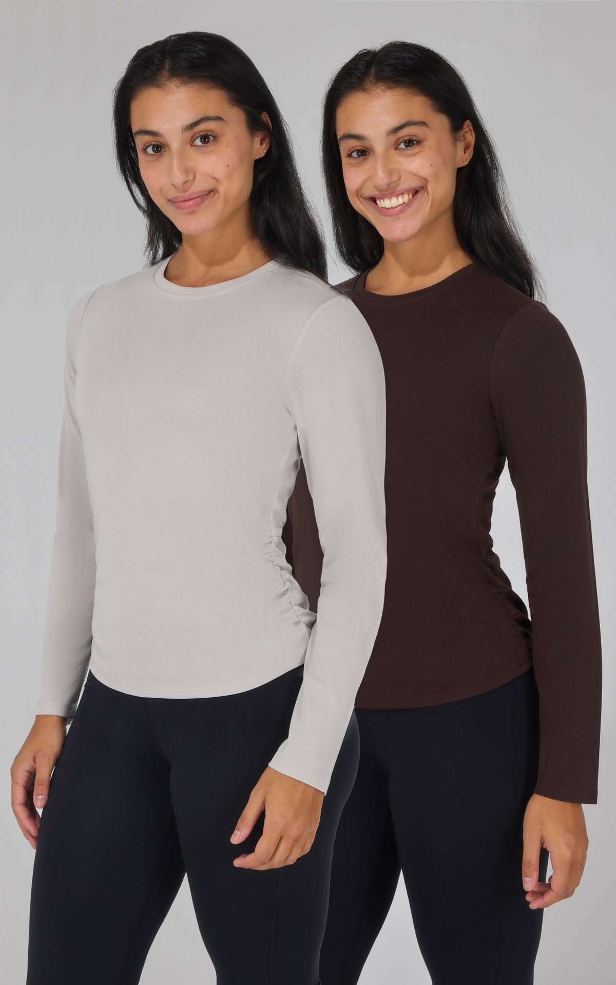90 Degree by Reflex 2 PK Side Ruched Long Sleeve Top