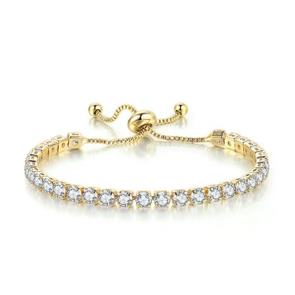 Cubic Zirconia & Goldtone Adjustable Link Bracelet