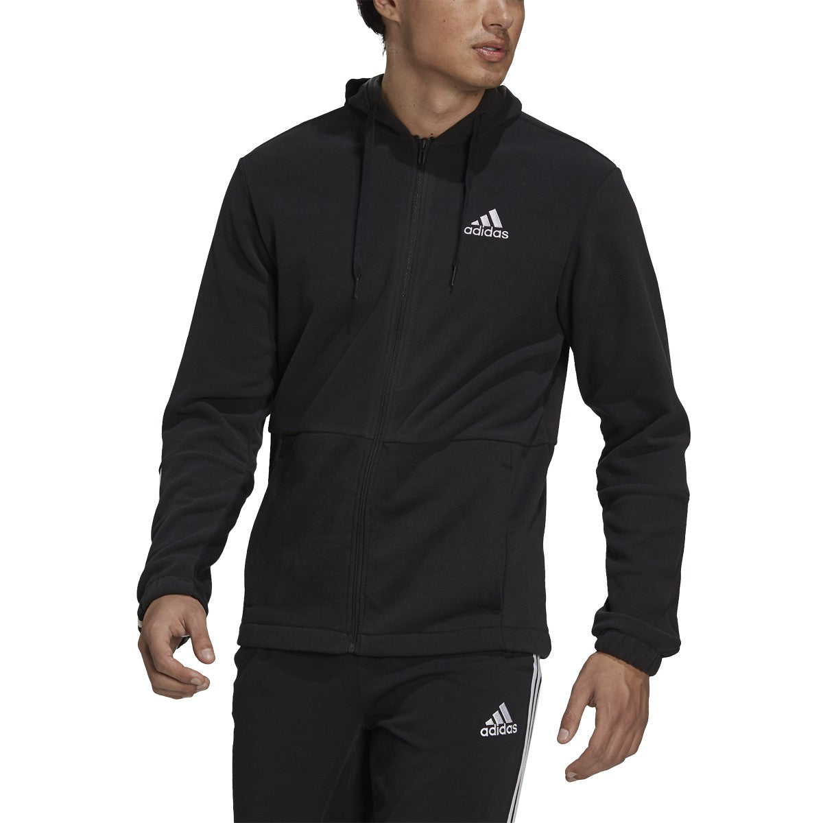 adidas Men's Essentials Polar Fleece Giant Logo Full-Zip Hoodie