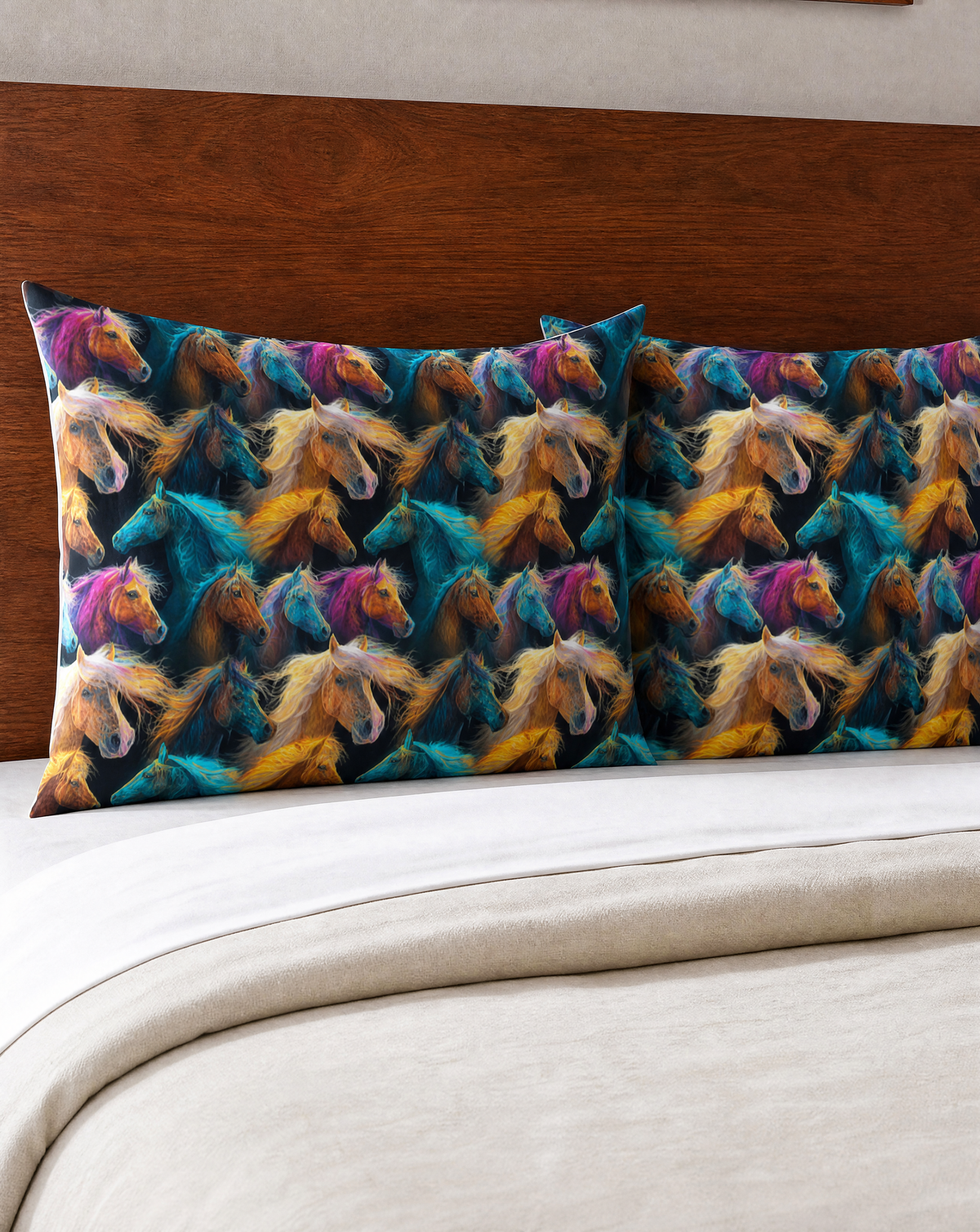 Baha Ranch Colorful Horses Pillowcase Made in America