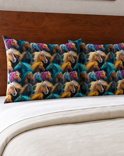 Baha Ranch Colorful Horses Pillowcase Made in America