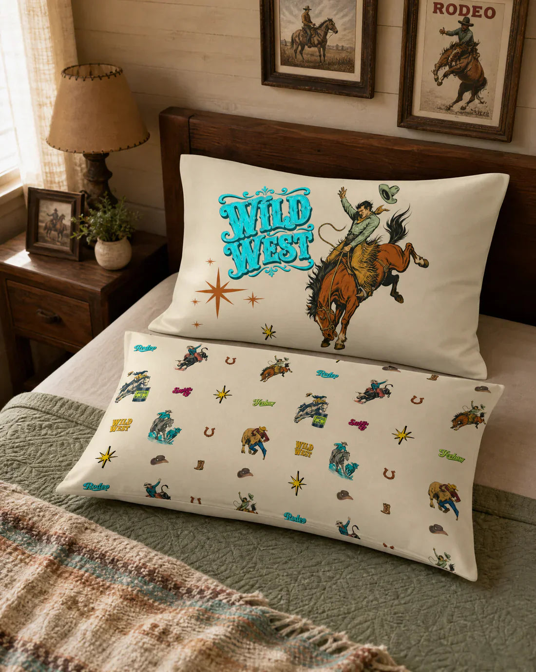 Baha Ranch The Last Roundup Bronc Rider Wild West Pillow Case Made in America