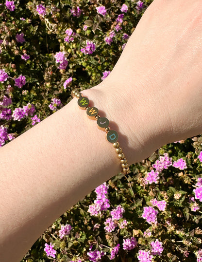 Elevated Faith Gold WWJD Letter Bracelet