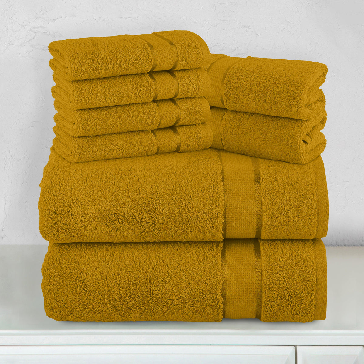 Elegant Comfort 8-Piece Turkish Cotton Towel Set, 4 Washcloths, 2 Hand Towels and 2 Bath Towels