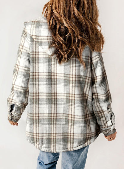 ⭐Women's Thickened Flannel Long Sleeve Plaid Jacket Coat with Hood(Buy 2 Free Shipping)