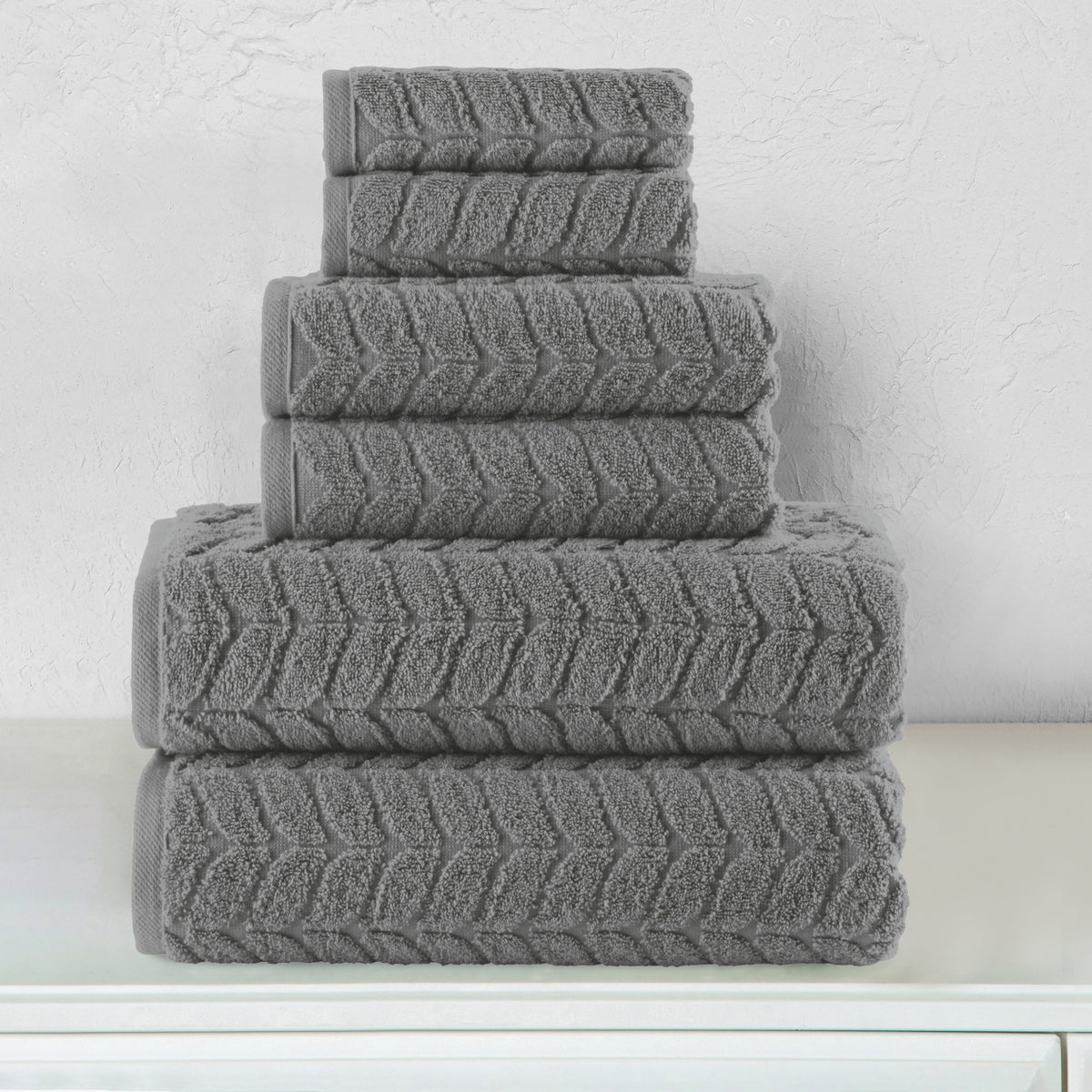 Elegant Comfort 6-Piece Turkish Cotton Braided Towel Set, 2 Washcloths, 2 Hand Towels and 2 Bath Towels