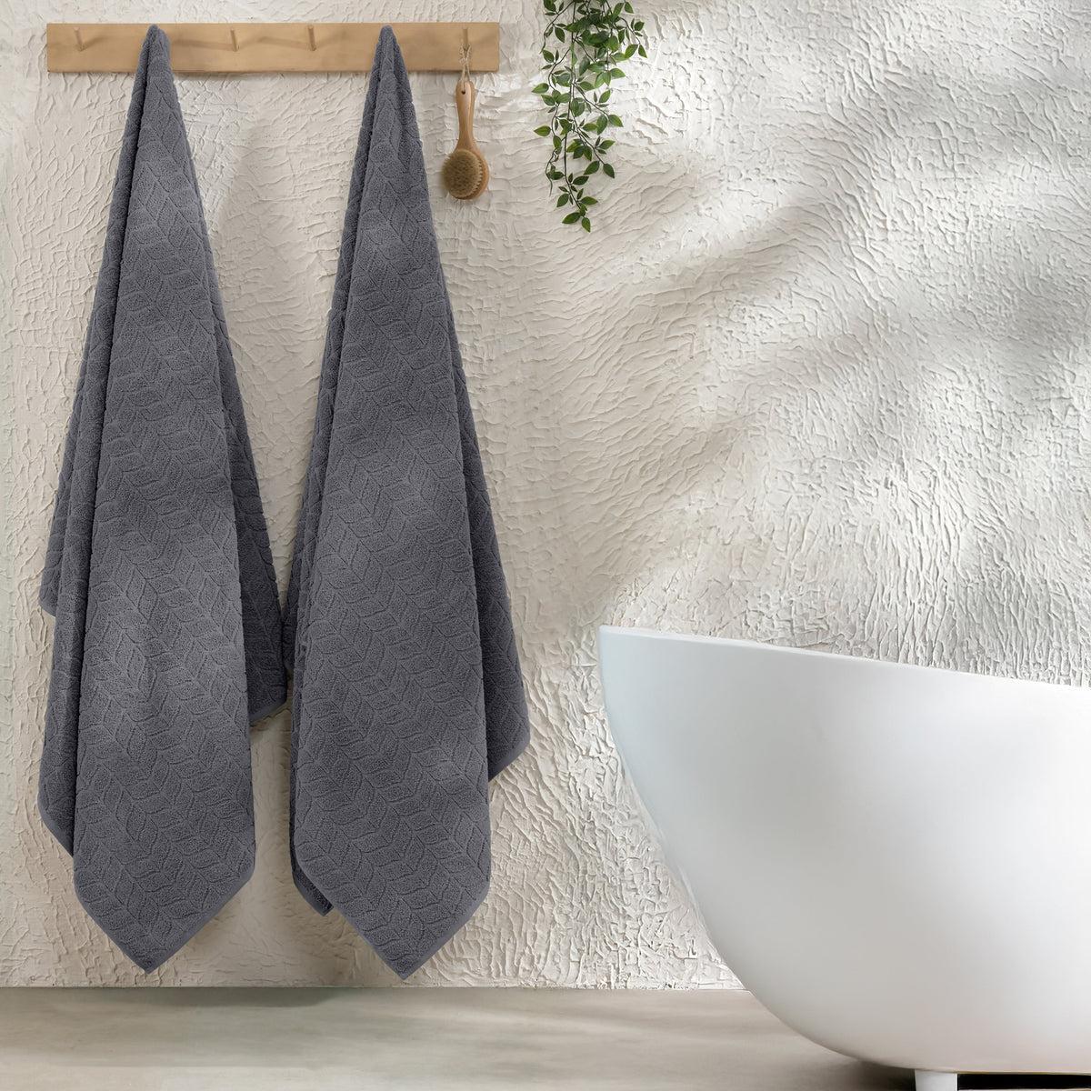 Elegant Comfort 2-Pack Premium Turkish Cotton Braided Bath Towel Set, 27 x 54 inch