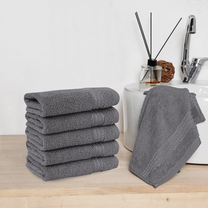 Elegant Comfort 6 Pack Premium Turkish Cotton Washcloths Set, 13 x 13 inch