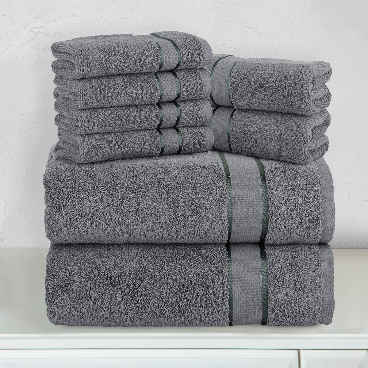 Elegant Comfort 8-Piece Turkish Cotton Towel Set, 4 Washcloths, 2 Hand Towels and 2 Bath Towels