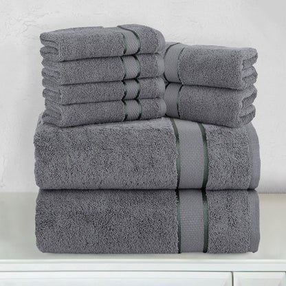 Elegant Comfort 8-Piece Turkish Cotton Towel Set, 4 Washcloths, 2 Hand Towels and 2 Bath Towels