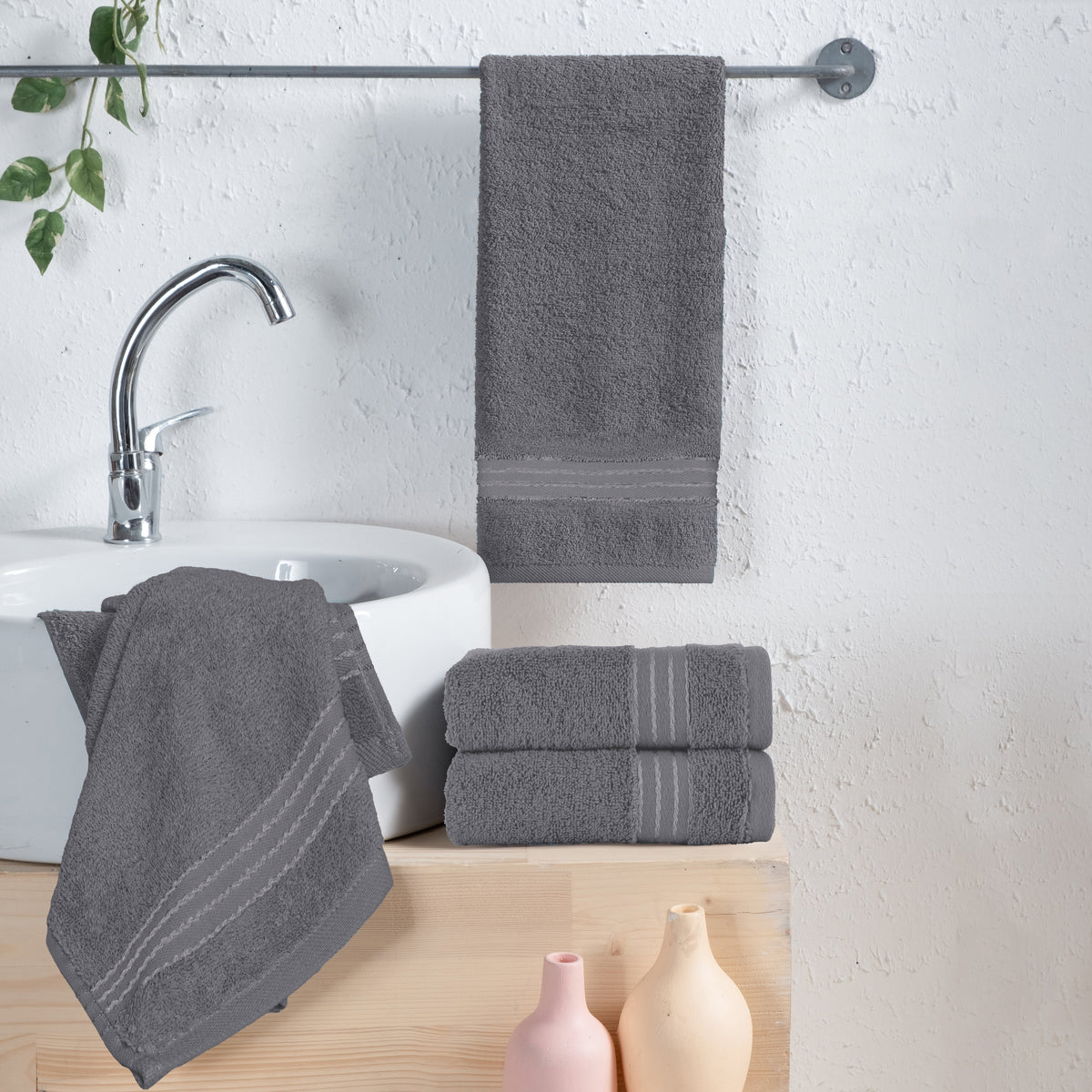 Elegant Comfort 4 Pack Premium Turkish Cotton Hand Towel Set, 16 x 28 inch