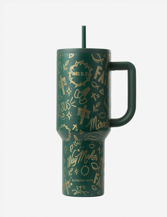 Elevated Faith Green Allover Print 40 oz Ascend Tumbler