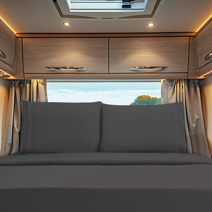 Elegant Comfort RV/Trailer 4-Piece 3 Line Embroidery Bed Sheet Set - Soft as a Hotel Premium Quality