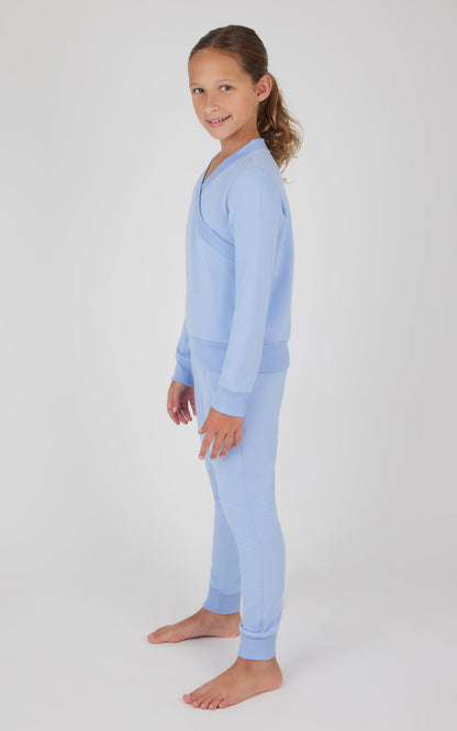 90 Degree by Reflex Girls 2 PC Terry Crossover Long Sleeve Top + Brushed Jogger Set
