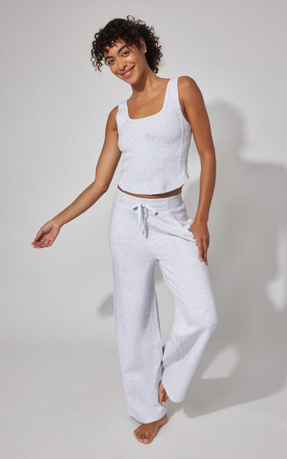 90 Degree by Reflex Terry Corset Tank & Fleece Wide Leg Pant Set