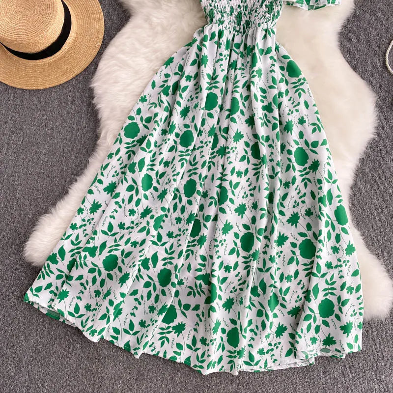 Summer 2026 Midi Dress Women Casual Off Shoulder Short Sleeve Vacation Beach Robe Female Clothing