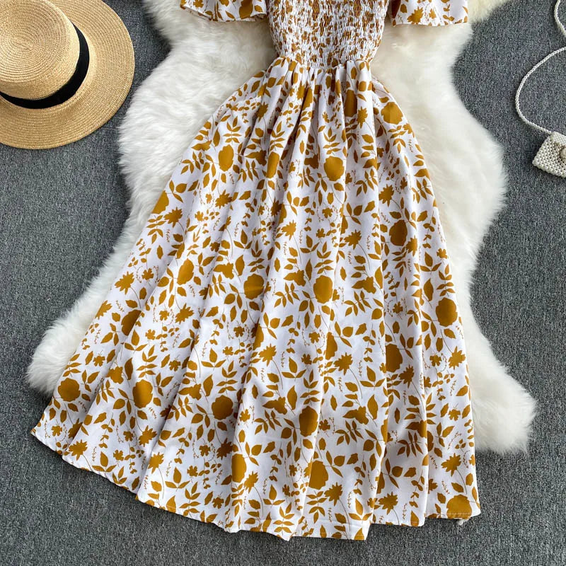 Summer 2026 Midi Dress Women Casual Off Shoulder Short Sleeve Vacation Beach Robe Female Clothing