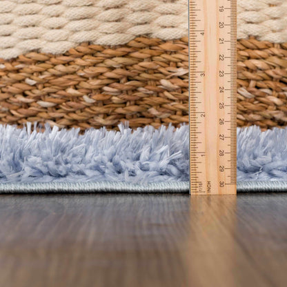 Faina Solid Aqua Shag Washable Area Rug - Clearance