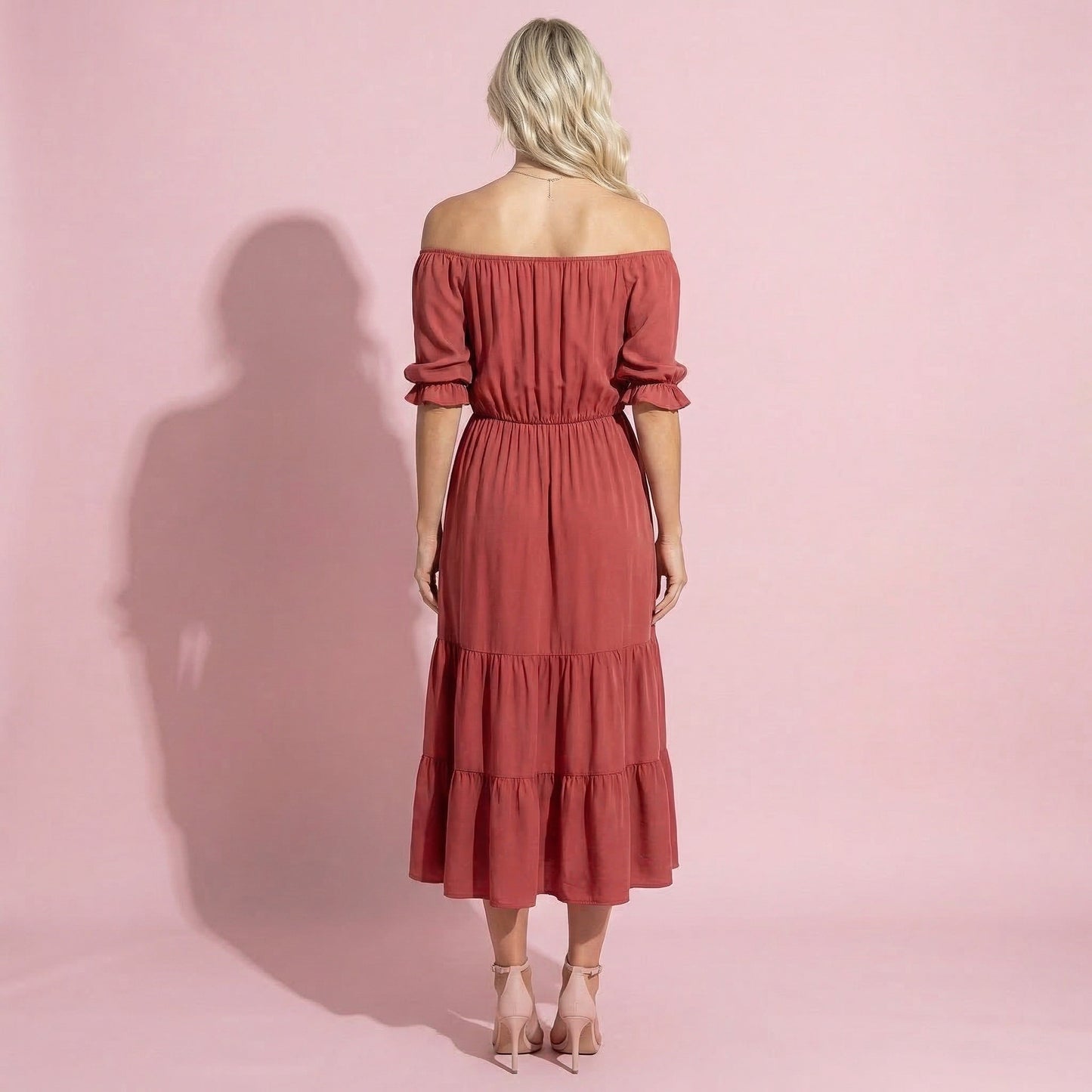 Off Shoulder Puff Sleeve Dress