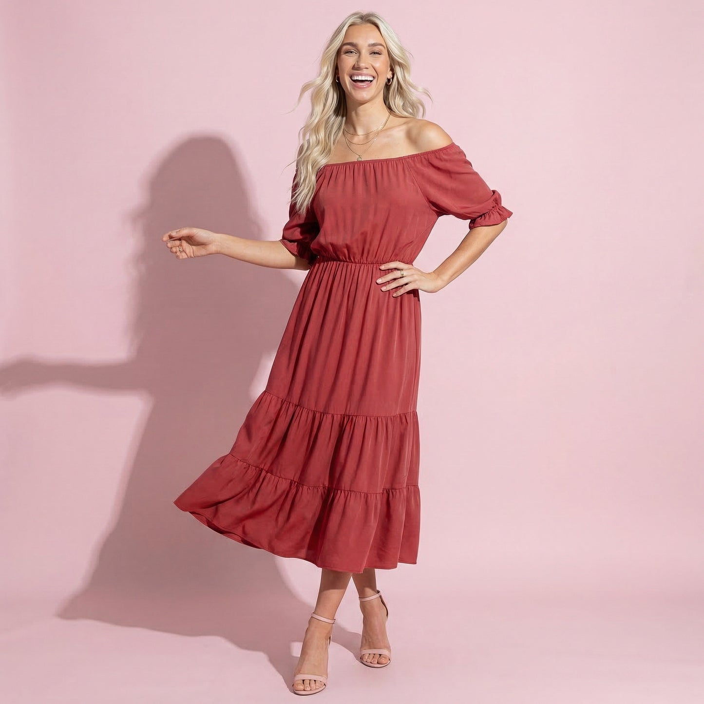 Off Shoulder Puff Sleeve Dress
