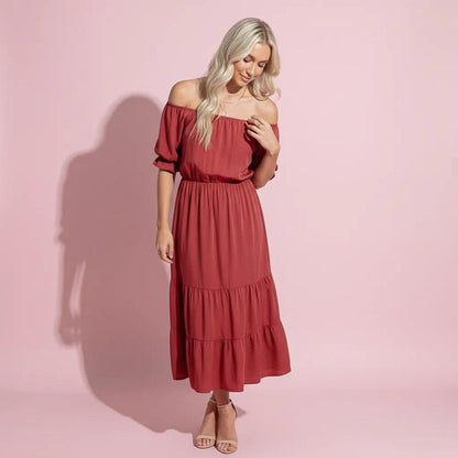 Off Shoulder Puff Sleeve Dress