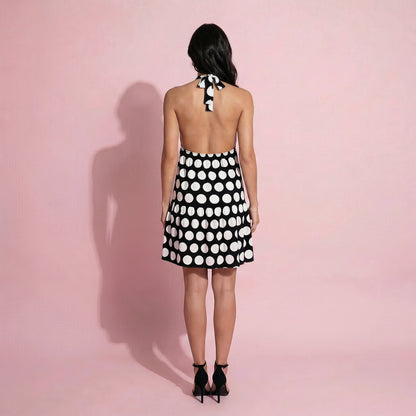 Halter Backless Polka Dot Dress