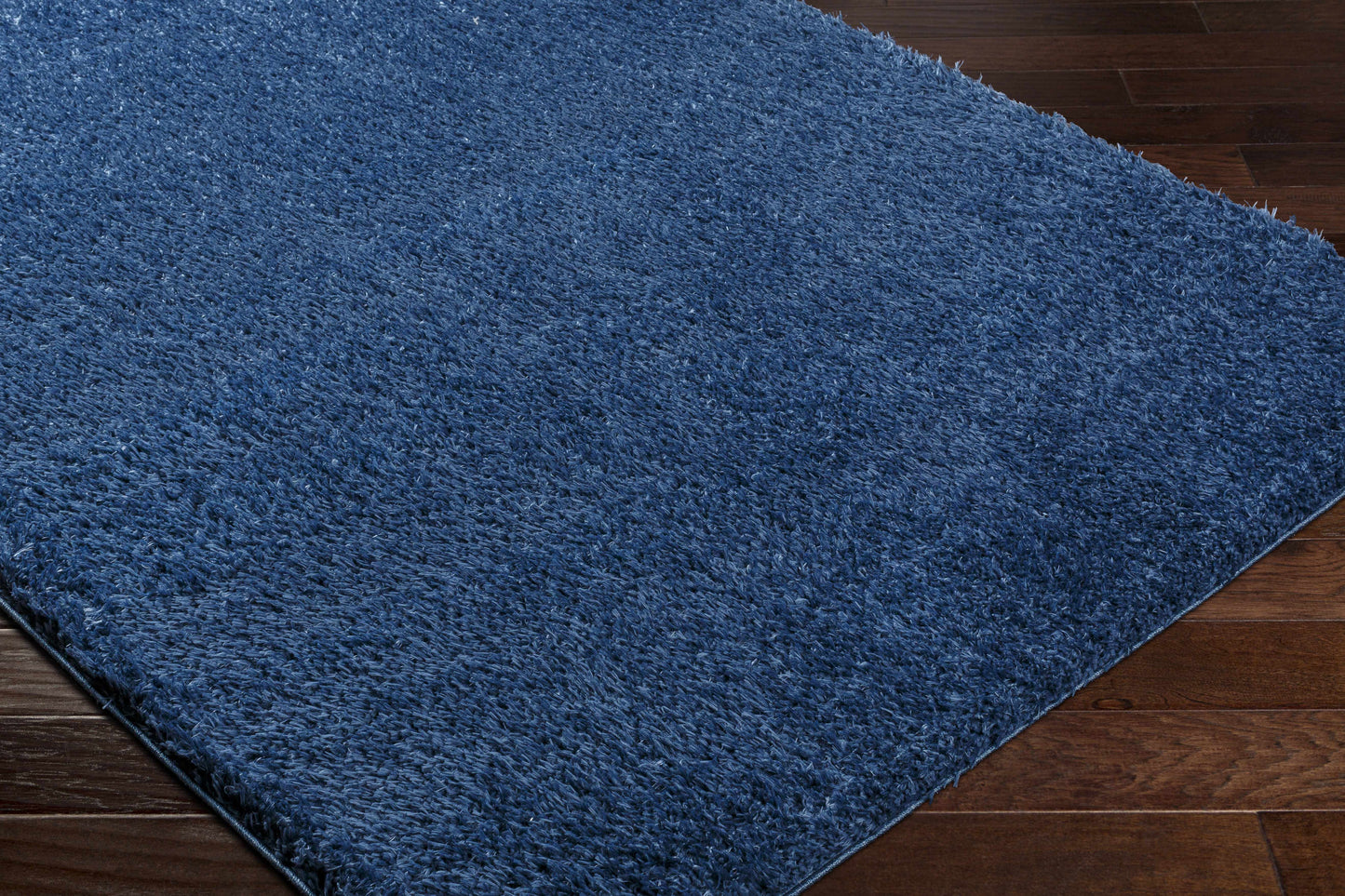 Faina Solid Dark Blue Shag Washable Area Rug - Clearance
