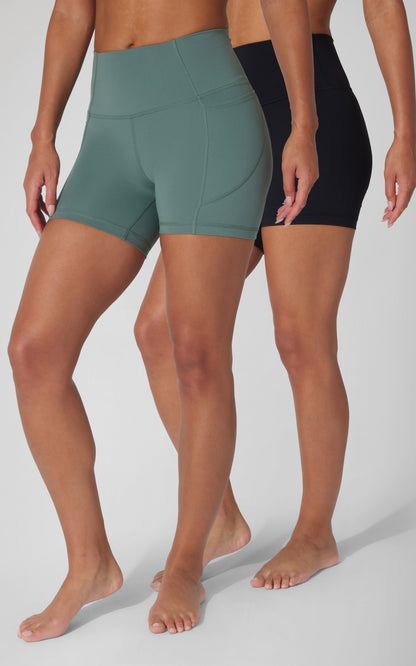 90 Degree by Reflex 2 PK Wonderlink Elastic Free 5" Pocket Bike Short and Everyday Elastic Free 5" Short