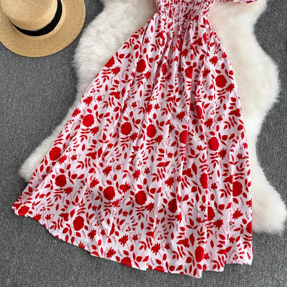 Summer 2026 Midi Dress Women Casual Off Shoulder Short Sleeve Vacation Beach Robe Female Clothing