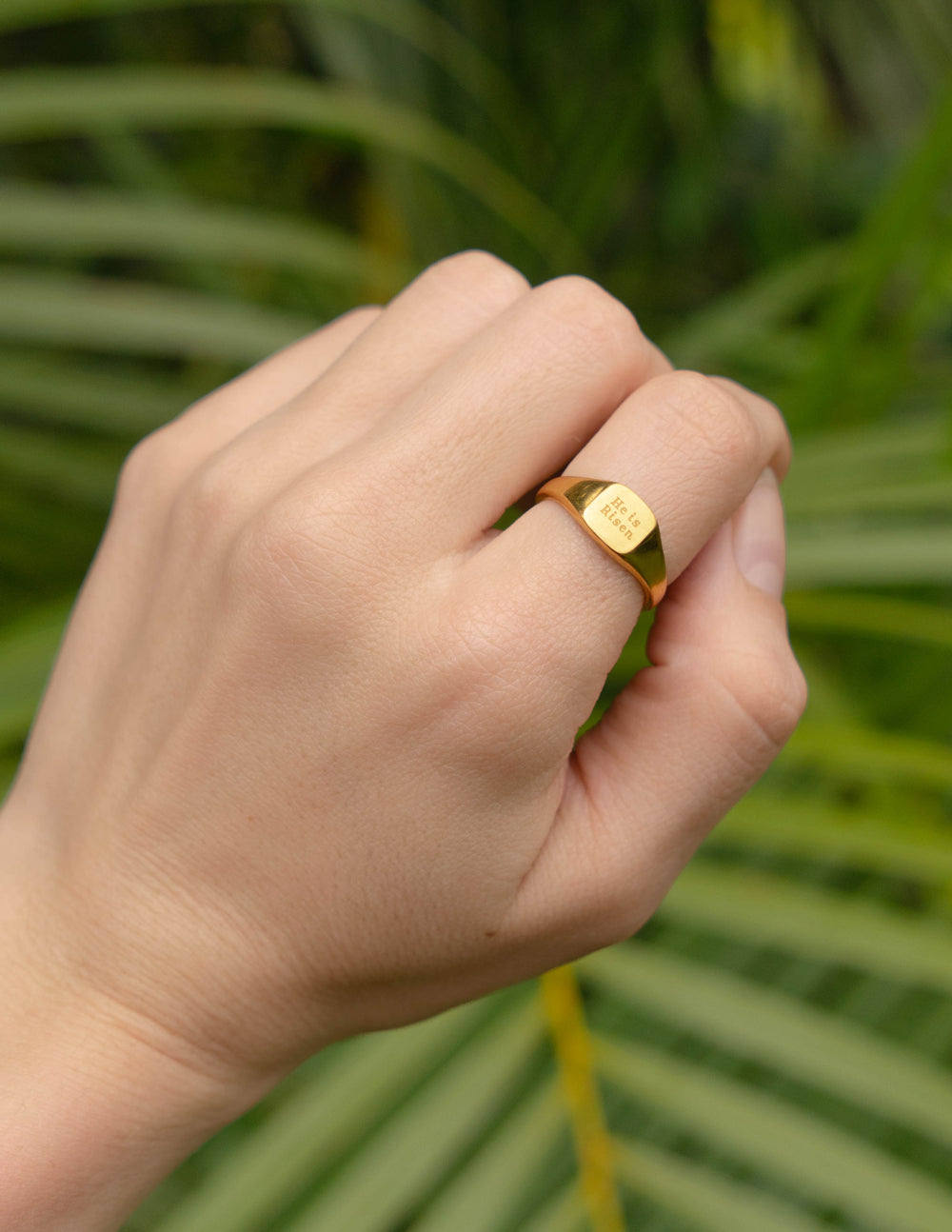 Elevated Faith He Is Risen Signet Ring