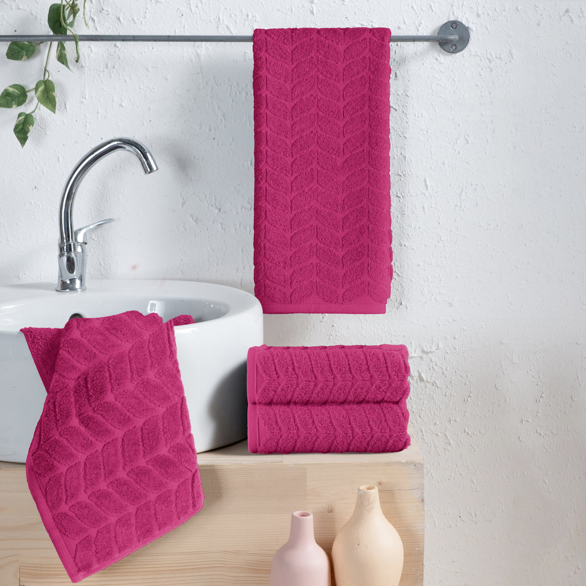 Elegant Comfort 4-Pack Premium Turkish Cotton Braided Hand Towel Set, 16 x 28 inch