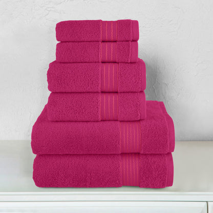 Elegant Comfort 6-Piece Turkish Cotton Towel Set, 2 Washcloths, 2 Hand Towels and 2 Bath Towels