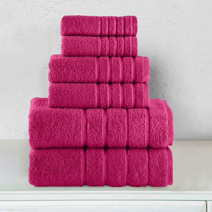 Elegant Comfort 6-Piece Turkish Cotton 4 Lines Stripe Towel Set, 2 Washcloths, 2 Hand Towels and 2 Bath Towels