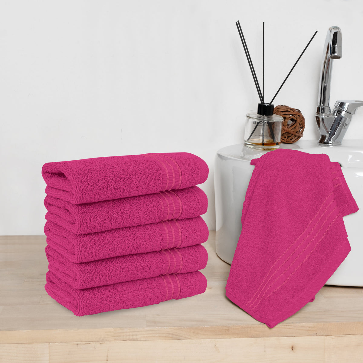 Elegant Comfort 6 Pack Premium Turkish Cotton Washcloths Set, 13 x 13 inch