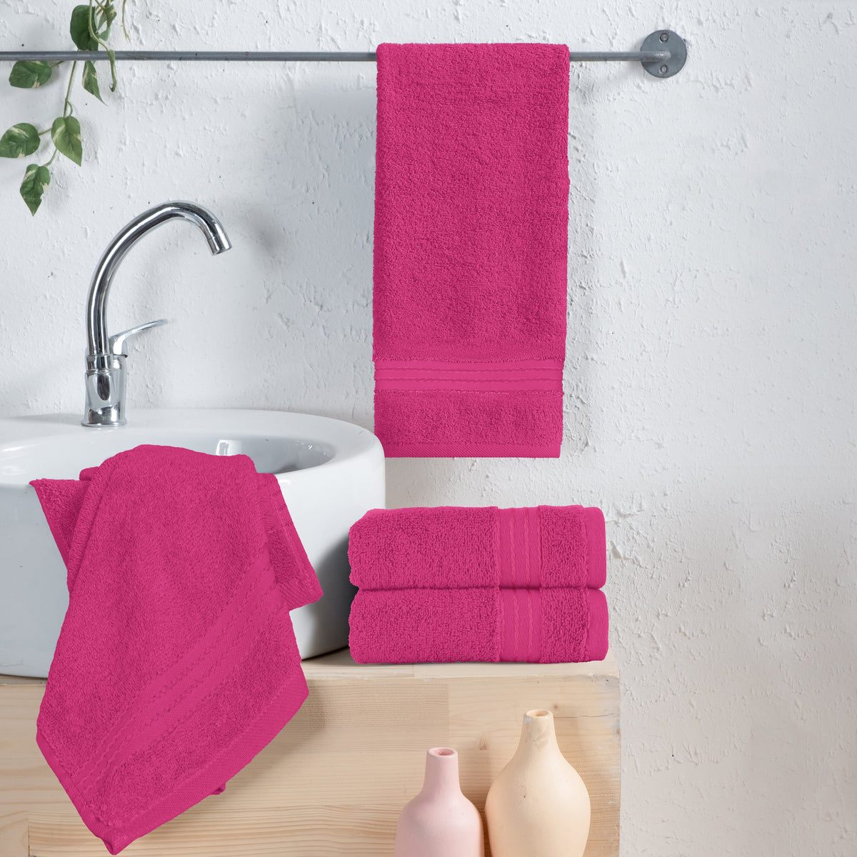 Elegant Comfort 4 Pack Premium Turkish Cotton Hand Towel Set, 16 x 28 inch