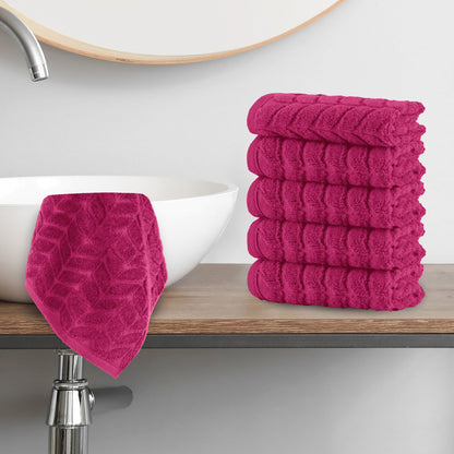Elegant Comfort 6-Pack Premium Turkish Cotton Braided Washcloths Set, 13 x 13 inch