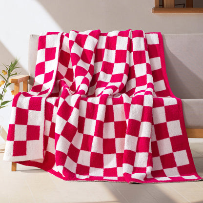 Elegant Comfort 50" x 70"  Ultra Soft Checkered Knitted Throw Blanket