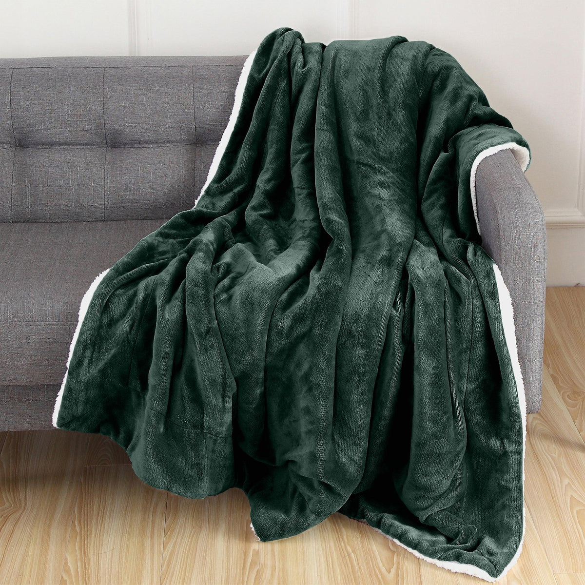 Elegant Comfort Reversible Sherpa Throw Blanket - Sherpa Back Throw Blanket