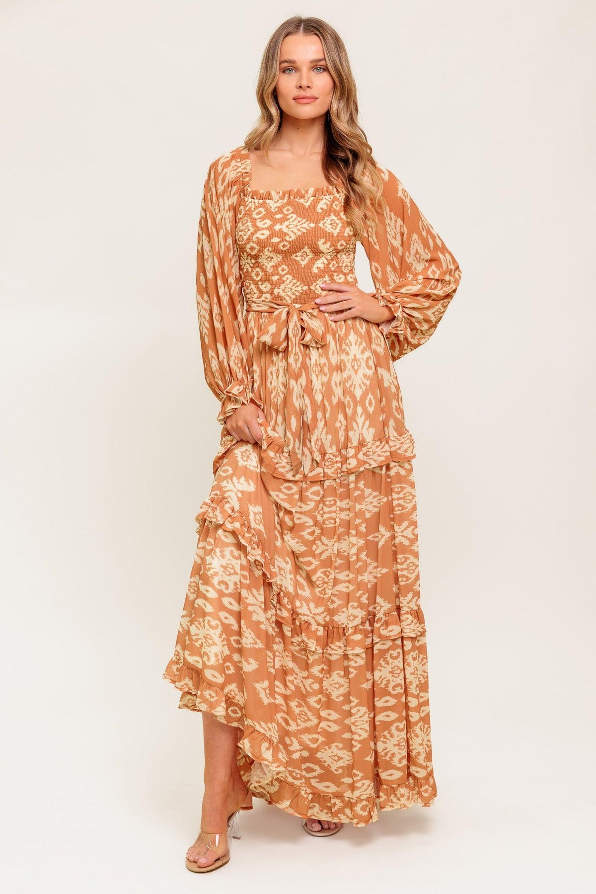 Cosmopolitan Elegance Woven Maxi Dress
