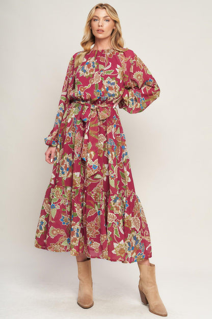Florally Chic Woven Midi Dress