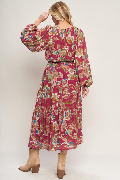 Florally Chic Woven Midi Dress
