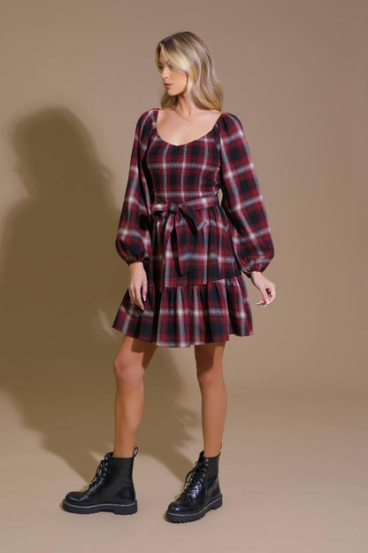 Be With You Woven Plaid Mini Dress