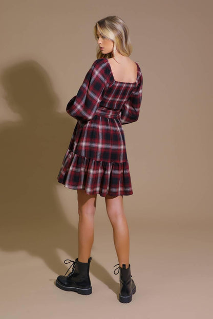 Be With You Woven Plaid Mini Dress