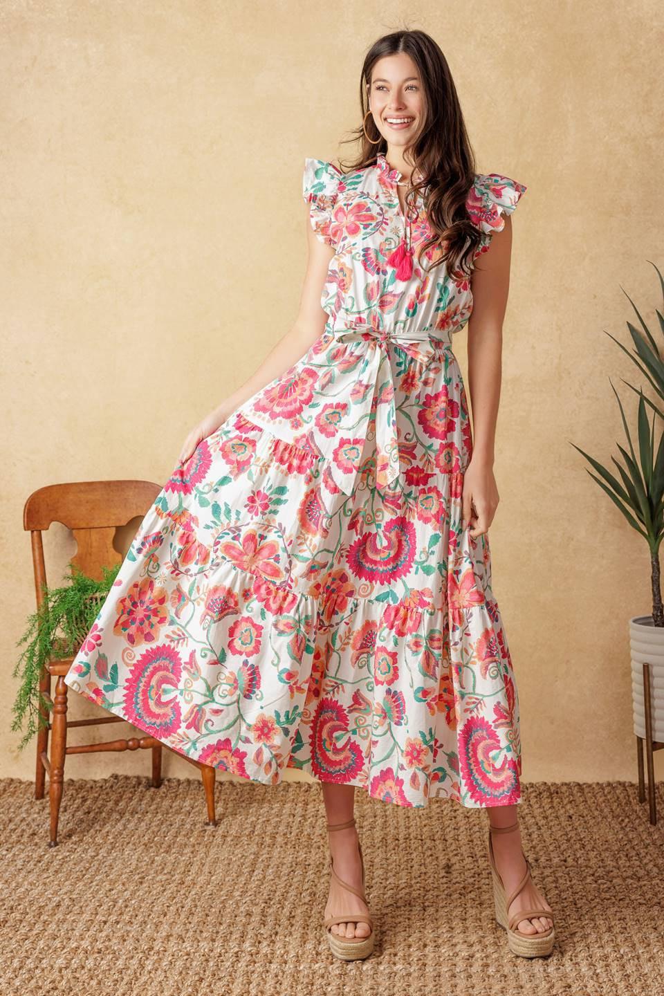 Bright Moments Woven Midi Dress