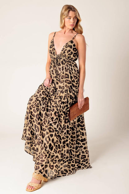 Beach Bum Leopard Woven Maxi Dress