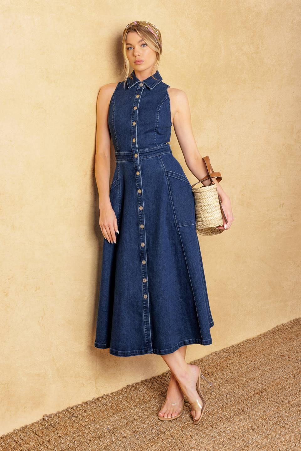 Cool Girl Denim Midi Dress