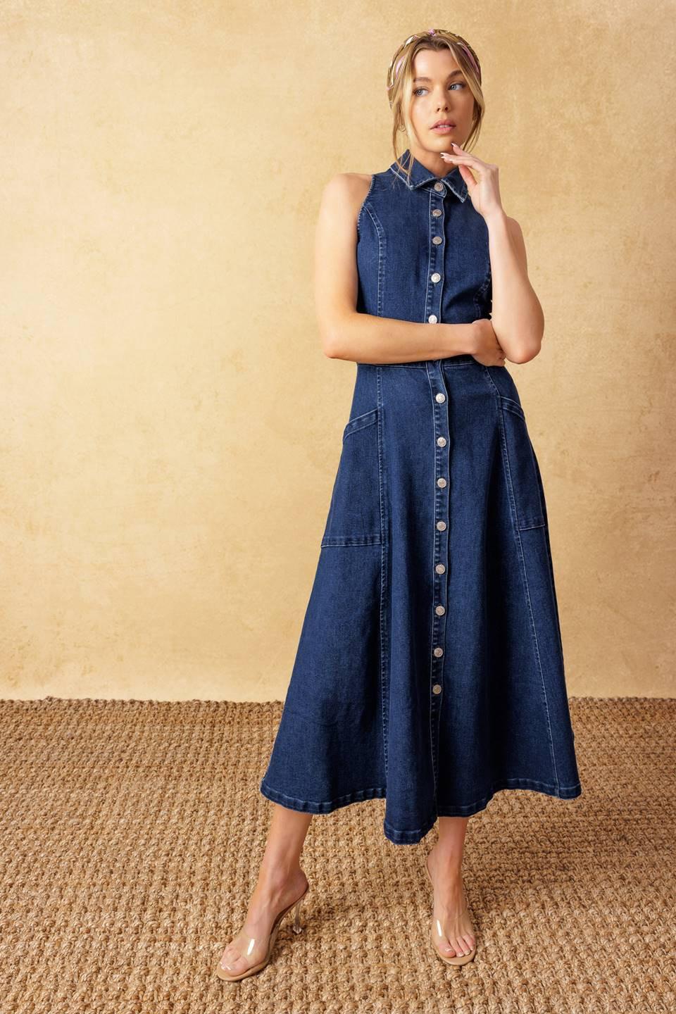 Cool Girl Denim Midi Dress