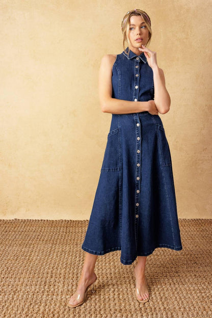 Cool Girl Denim Midi Dress