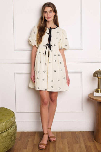 A Day at the Vineyard Woven Mini Badydoll Dress