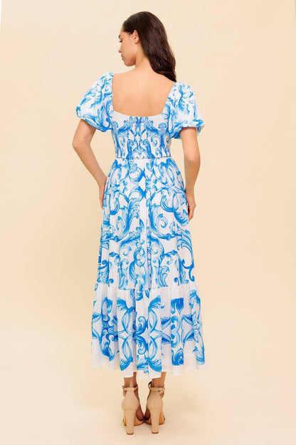 A Work of Art Blue Woven Midi Dress